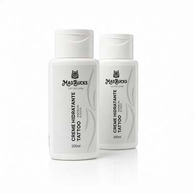 Kit Hidratação Prolongada Madbucks: dois frascos de Creme Hidratante Tattoo de 200ml