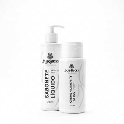 Kit Começo de Rotina Madbucks: Sabonete Líquido Tattoo 300ml e Creme Hidratante Tattoo 200ml